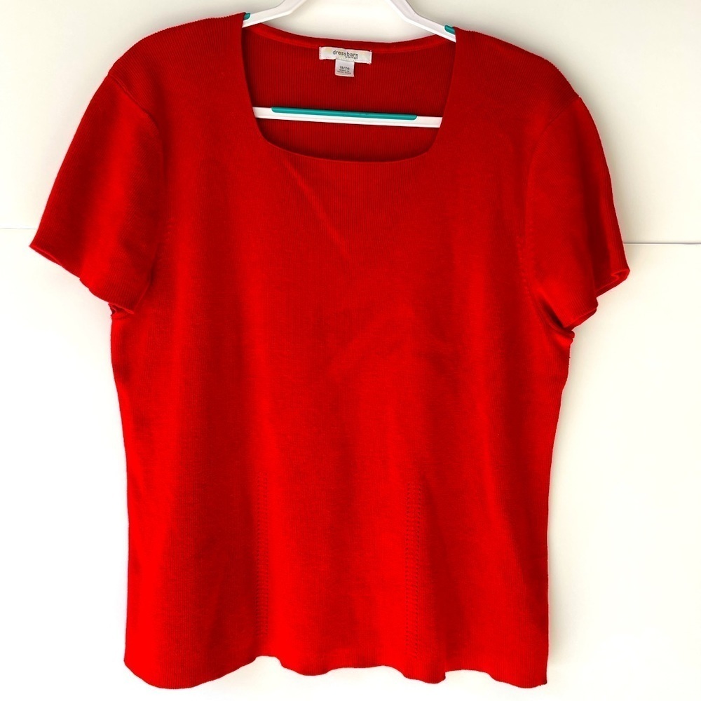 Dressbarn Womens summer tops red plus size blouse shirt formal party top, 18/20
